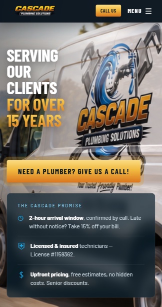 Cascade Plumbing Solutions website — phone