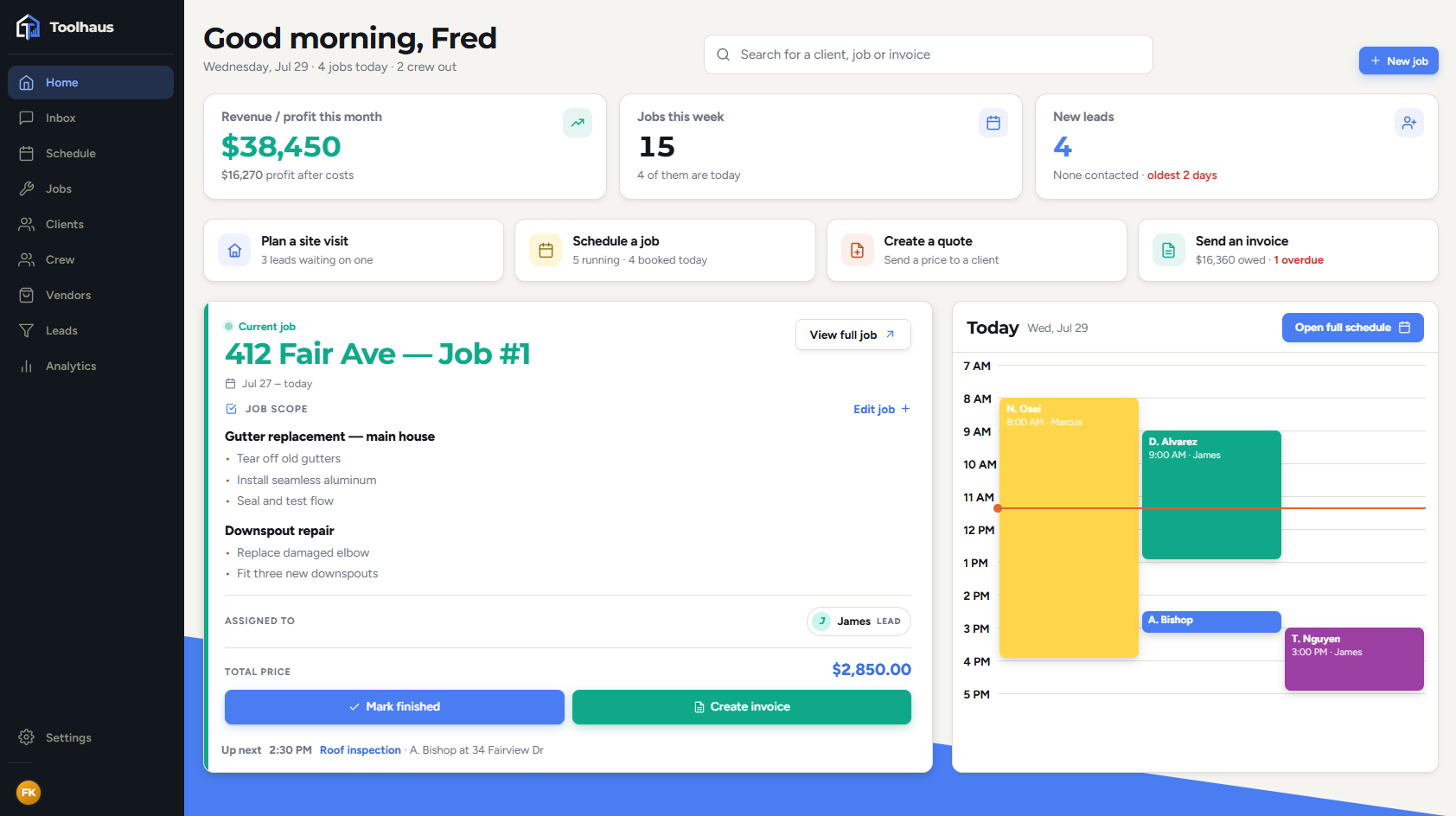 ToolHaus desktop dashboard